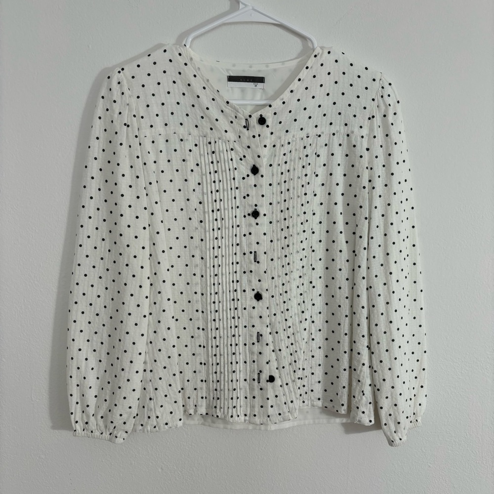 Rowe Girls Polka Dot Button Down Blouse Size 16
